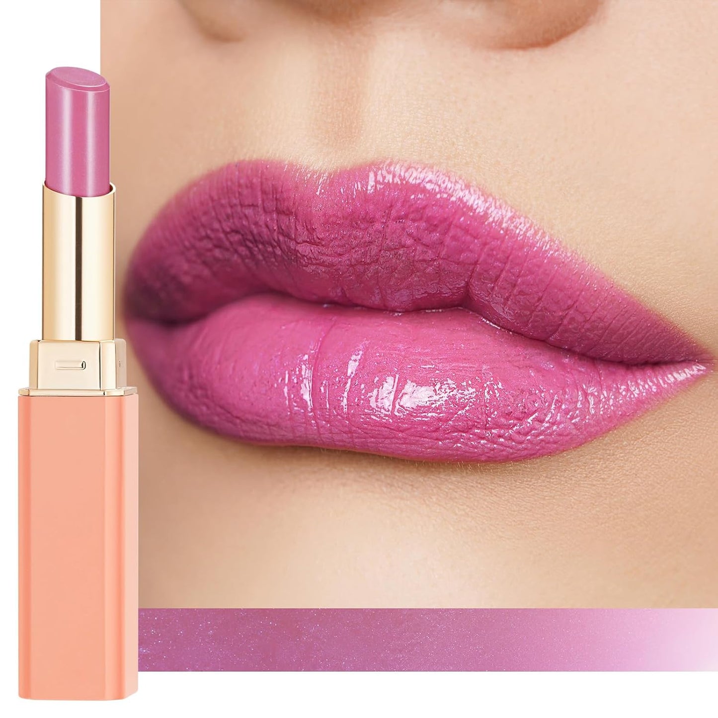 Oulac Moisture Mauve Pink Lip Gloss - 2 in 1 Shimmer Lipstick & Lip Balm, Long Lasting Hydrating, Juicy & Glossy finish, Smooth for Dry, Cracked and Chapped Lips, Vegan 2.2g/0.07oz (S04)
