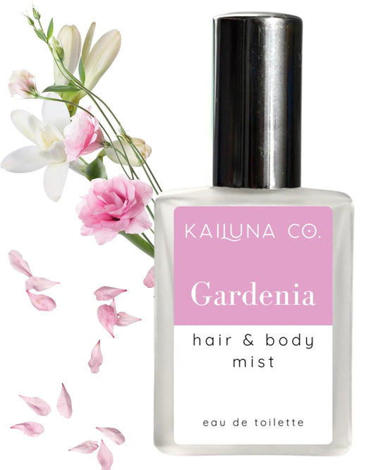 Gardenia Natural Hair & Body Mist Spray, Pure Essential and Fragrance Oils, Alcohol-Free, Handmade in California, 0.5Fl Oz