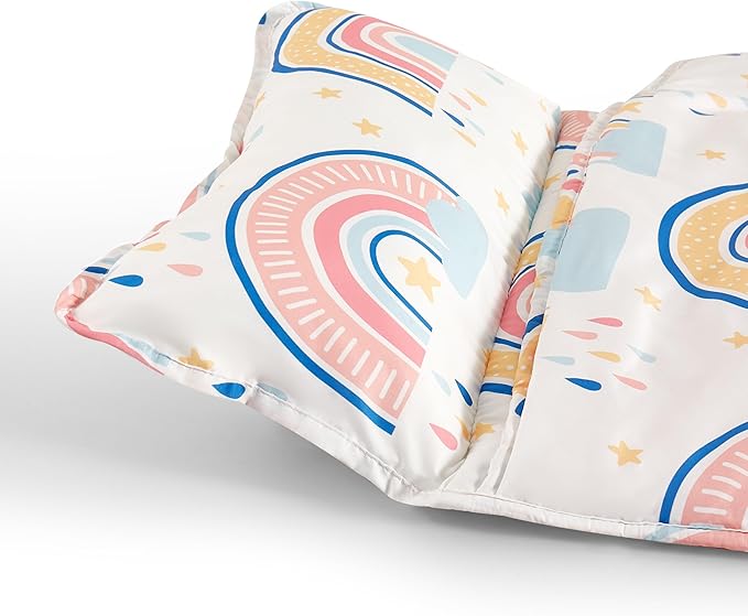 Toddler Nap Mat with Removable Pillow & Minky Blanket Sleeping Bag for Kids Handle & Fastening Nap Mats for Preschool Daycare Kindergarten Kids Sleeping Bag (Ages 2-7 Years) Blue Dinosaur