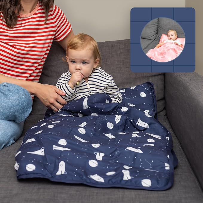 Toddler Nap Mat with Removable Pillow and Blanket (21" x 48") - Soft Sleep Mats for Kids, Daycare, Preschool, Travel - Machine Washable Roll Up Sleeping Bag - Nap Mat by Zunee