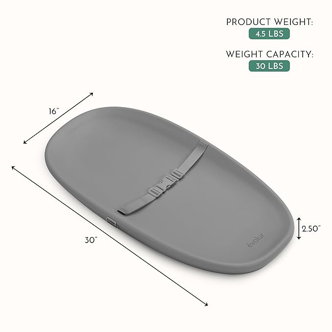 évolur Eva Baby Changing Pad, Soft, Lightweight and Portable Changing Pad, Fits All Changing Table, Waterproof Firm Padding - Dark Gray