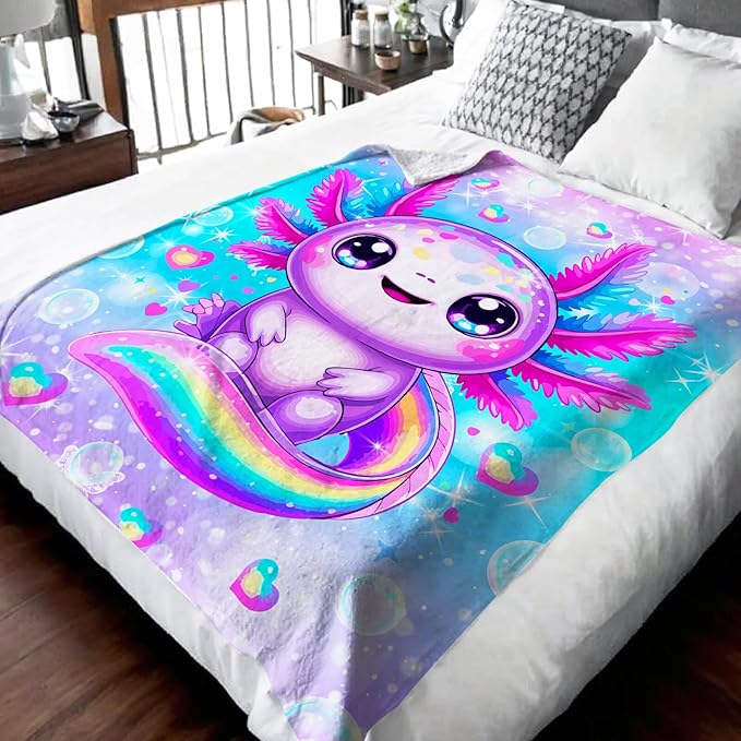 Girls Blanket Throw Gift for Kids Teens Daughter Birthday - 60x80 Inches Soft Warm Cute Rainbow Animal Throw Blankets for Sofa Couch Bed Travel