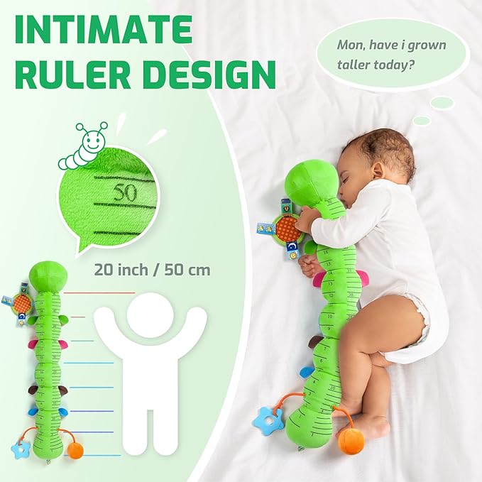 Sumobaby Baby Toys 0-6 6-12 Months, Music Caterpillar Plush Toy with Baby Mirror, Pull String&Crinkle Rattle,Infant Teething Toys,Tummy Time for 0-3-6-12 Month Boys Girls Newborn Gifts (Green-Leaf)