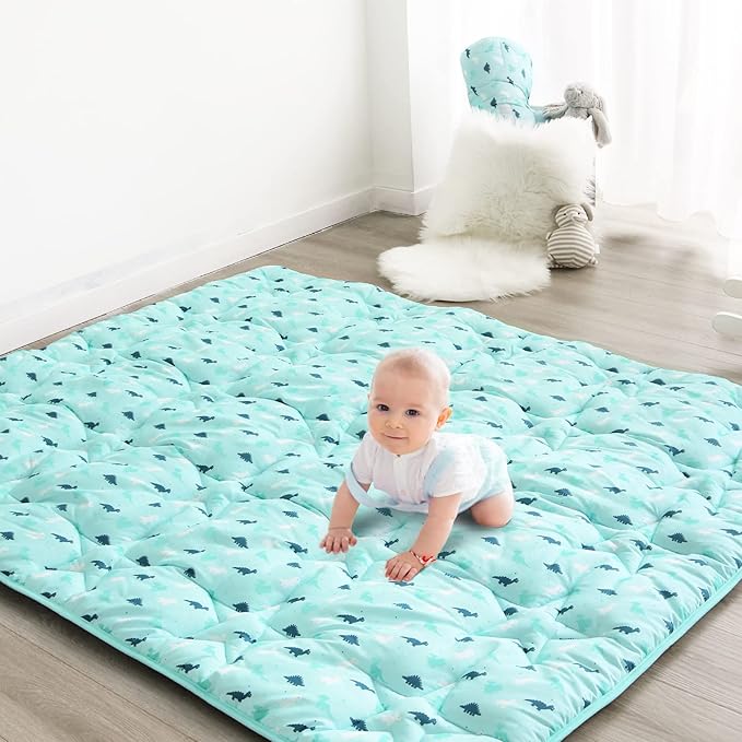 Baby Play Mats for Floor, 59x59 Inch Thicker and Larger Soft Cushioning Playmats for Babies and Toddlers, Foldable Washable Baby Playpen Mat,