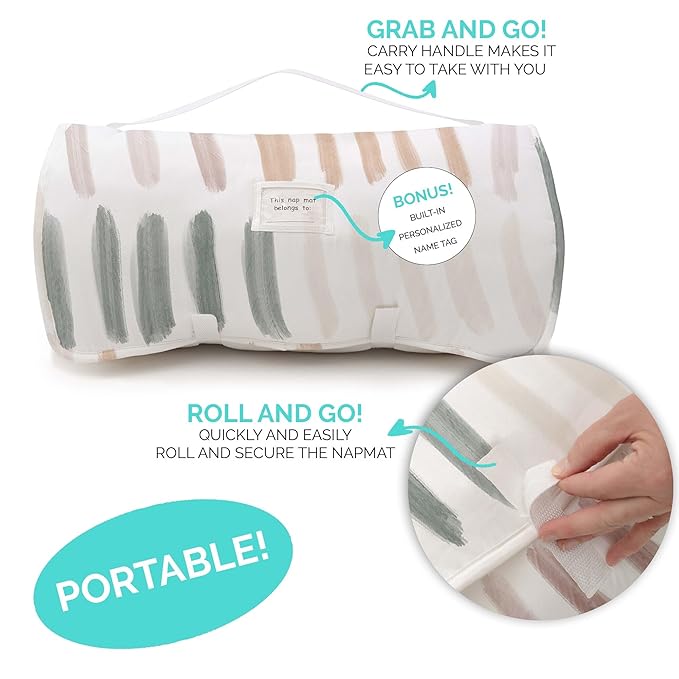 JumpOff Jo Nap Mat for Kids - Cozy Kids Rest Mat with Removable Pillow and Ultra Soft Blanket for Preschool, Daycare, and Sleepovers - Rainbow Dash