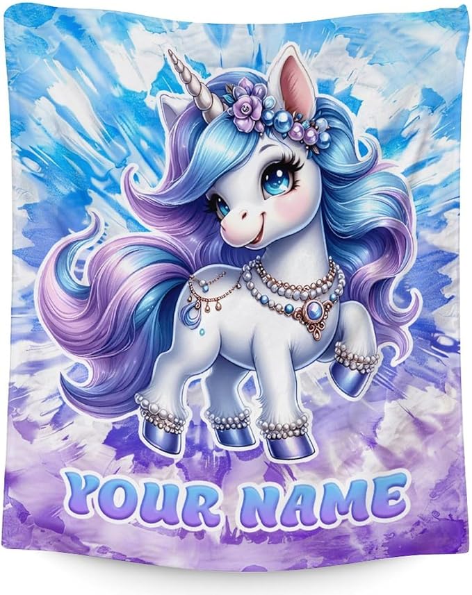 Blanket Gifts for Girls - 50" x 60" Inches Custom Unicorn Blankets for Girls Age 8-10 - Soft Plush Throw Stuff for Sofa, Bed & Travel