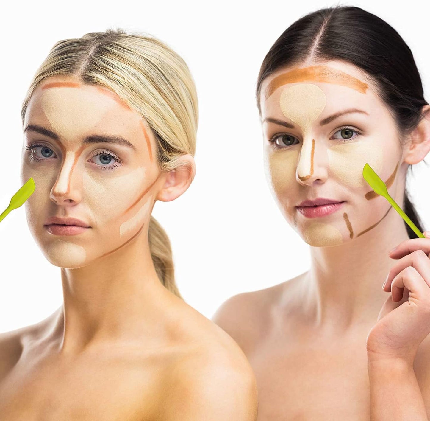 Mini Spatula Silicone Spatula Set - 4pcs Small Makeup Scrapers for Cosmetics, Reusable Beauty Tiny Tools, Thin Jar Scraper, Get the Last of the Makeup Out of the Bottle(Green)