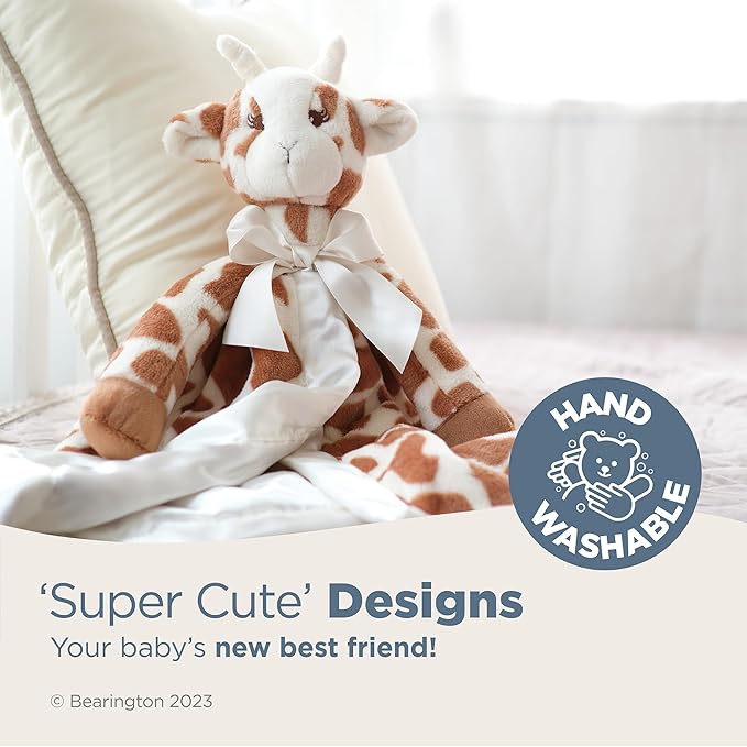 Bearington Baby Patches Snuggler - 15 Inch Giraffe Plush Stuffed Animal Security Blanket Lovey for Babies - Security Patch Plush Blanket
