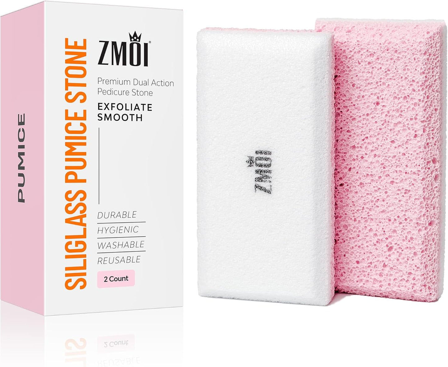 Glass Pumice Stone Callus Remover for Feet, Elbows, Hands, and Knees, Spain Made - 2 in 1 Pedicure Exfoliator and Scrubber for Rough, Hard Skin (Pink Color)