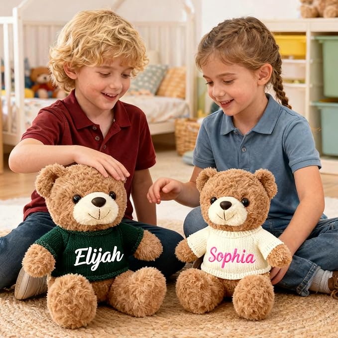 Personalized Teddy Bear with Name 13", Customized Stuffed Animal Gift for Girls Boys, Valentine's Day, Christmas, Birthday Gift for Kids, Couples