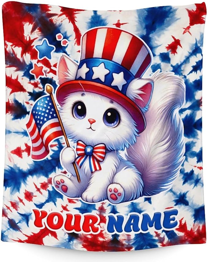 Personalized Cat Blanket for Girls - 40" x 50" Inches Cat Lovers Blankets - Warm Soft Throw for Couch, Sofa & Chair