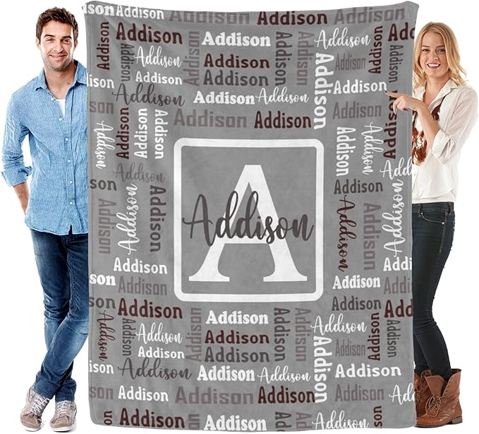 Dr.TOUGH Name Blanket Personalized Blanket for Adult Kids Flannel Customized Personalized Blankets and Throws