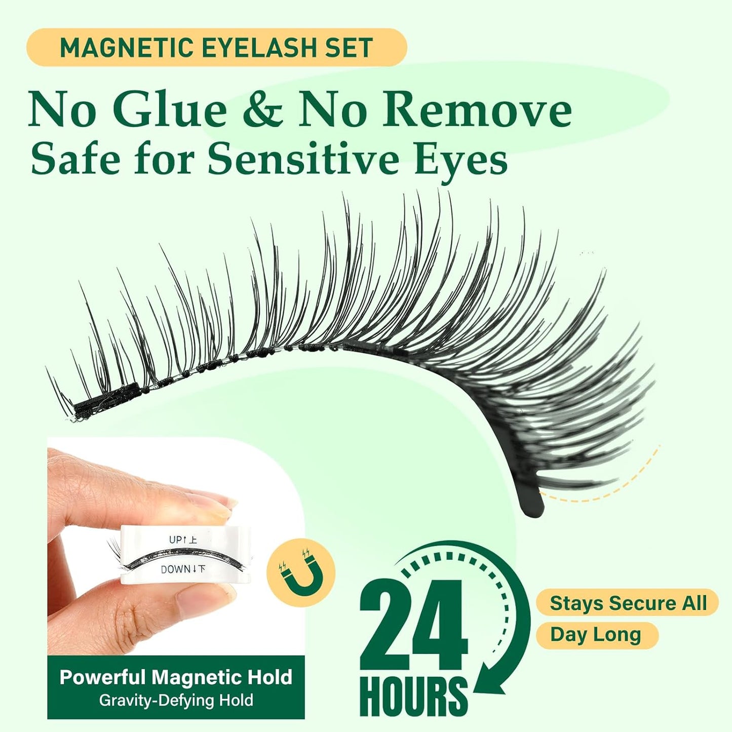 KEYYOU Reusable Magnetic Eyelashes 2 Pair with Applicator No Glue Needed 3D Natural Magnetic Lashes, Easy to Apply & Long Lasting for Daily Use & Events(A01+A01)