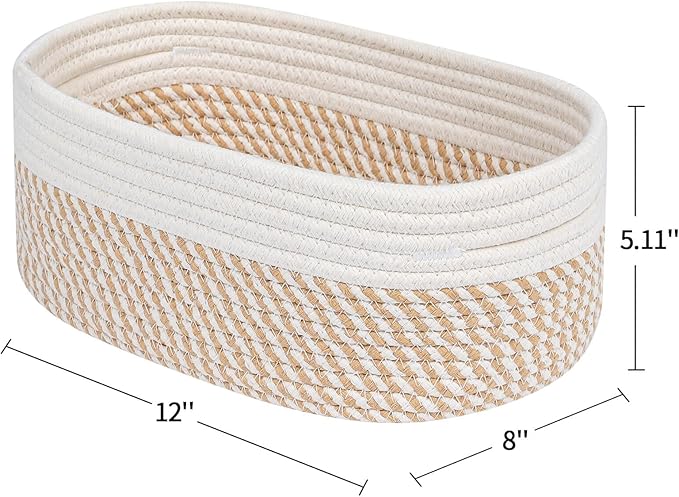 CubesLand Small Storage Baskets for Shelves, Closet Organization Storage Bins Empty Gift Basket 3 Packs Baby Nursery Woven Baskets for Organizing, Rectangular Clothes Closet Shelves Baskets