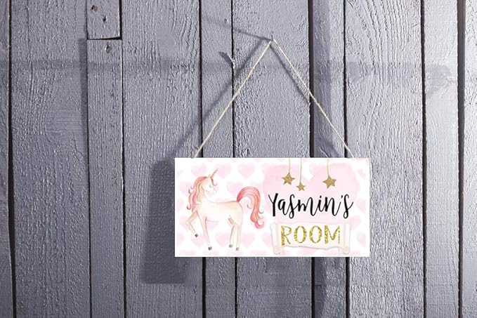 XIUXZMM Personalized Name's Unicorn Door Sign Bedroom Nursery Wall Art Decor Gift Customized Door Signs