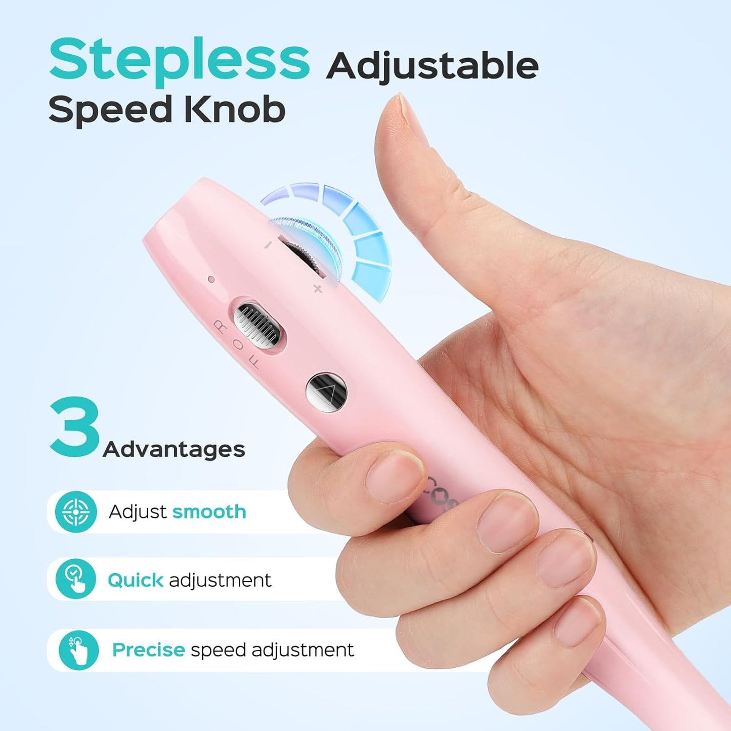 COSLUS Cordless Electric Nail Drill File: Nail Drill Machine with Stepless Speed Knob for Acrylic Gel Dip Powder Polish, Professional Portable Manicure Pedicure Rechargeable for Home Salon Use Pink