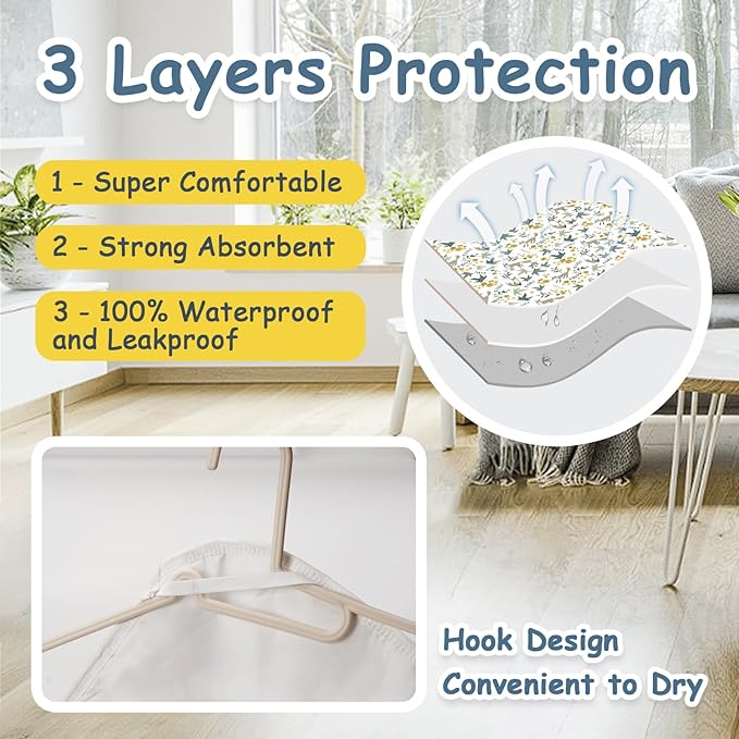 Baby Diaper Changing Pad – 31.5" x 21.5" Extra Large Waterproof Absorbent Portable Changing Mat, Reusable Changing Pad Liner for Travel or at Home Use(Fox)