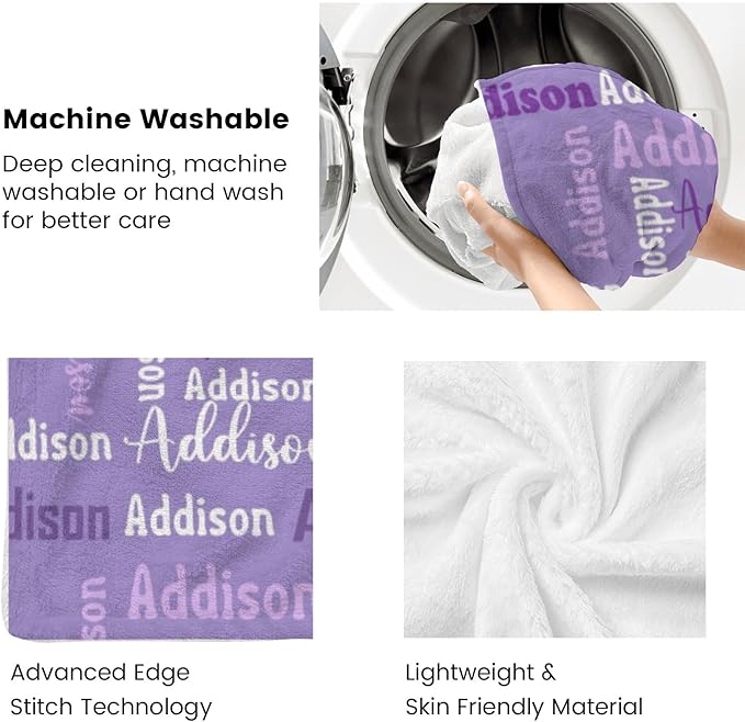 Dr.TOUGH Name Blanket Personalized Blanket for Adult Kids Flannel Customized Personalized Blankets and Throws