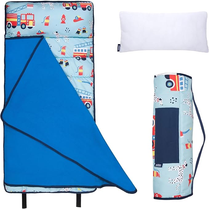 Wildkin 43-inch Kids Nap Mat – Soft Microfiber Toddler Sleeping Mat with Pillow