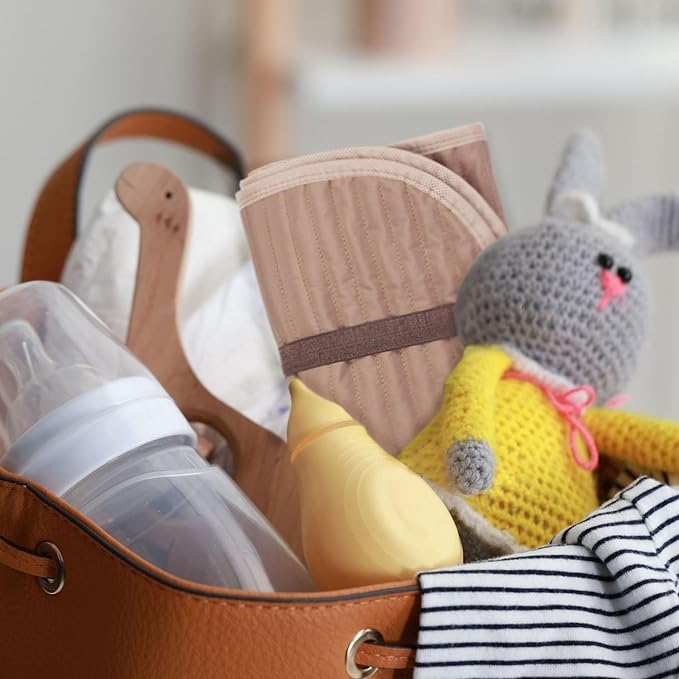 Portable Diaper Changing Pad-Quilted Thicker Waterproof Changing Pad-Change Pad Liner Bed Pad Play Mat-Travel Diaper Changing Pad (Coffee)