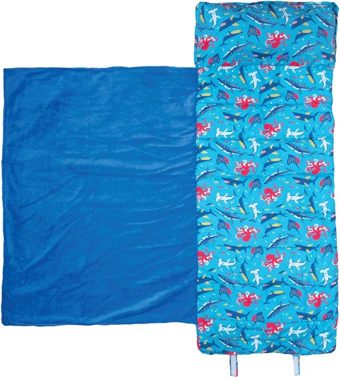 Stephen Joseph, Toddler All Over Print Nap Mat with Soft Blanket and Removable Pillow for Boys & Girls, Kids Sleeping Bag for Elementary, Daycare, Preschool with Carry Handle