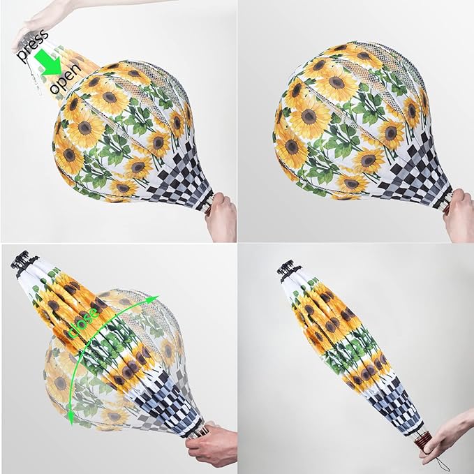 Giant Sunflower Hot Air Balloon Garden Wind Spinners Large Pinwheels Whirligigs Windmill Toys for Kids Yard Decor Lawn Decorations Outdoor Whirlygig Windmills Wind Twister Everyday 59" L 2Pack