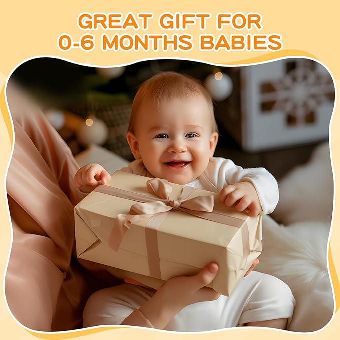 Montessori Toys for Babies 0-6 Months, 6 in 1 Learning Educational Set for Newborn, Toddlers Gifts Includes Spinning Drum, Object Permanence Box, Baby Roller Tummy Time Mirror and More