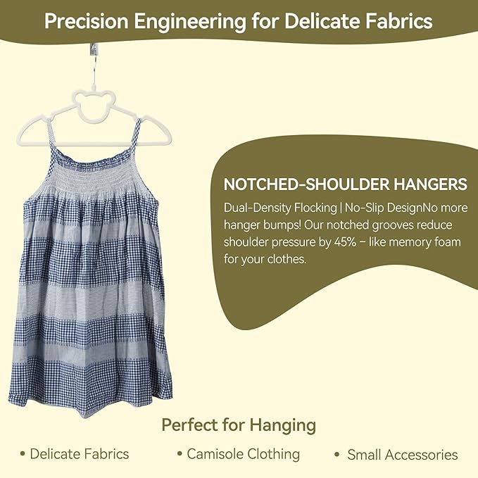 GoodtoU Kids Velvet Hangers 50 Pack - Baby Hangers for Toddler Infant Childrens Small Child Nursery Pants Clothes Organization (12.8 x 8.26 Inch, Bear)