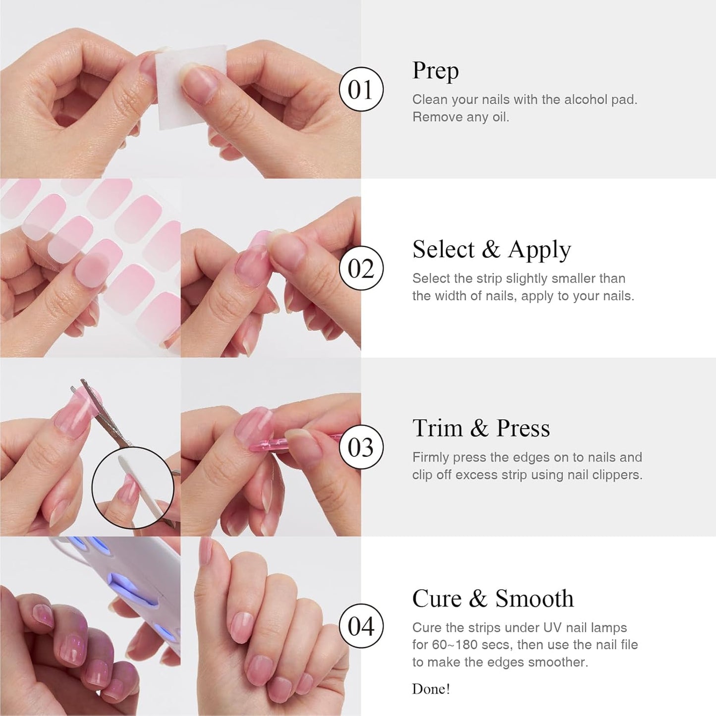 Chrimas Semi Cured Gel Nail Strips, 20 pcs Nail Wraps Semi Cured, Salon-Quality, 2 Weeks Long Lasting