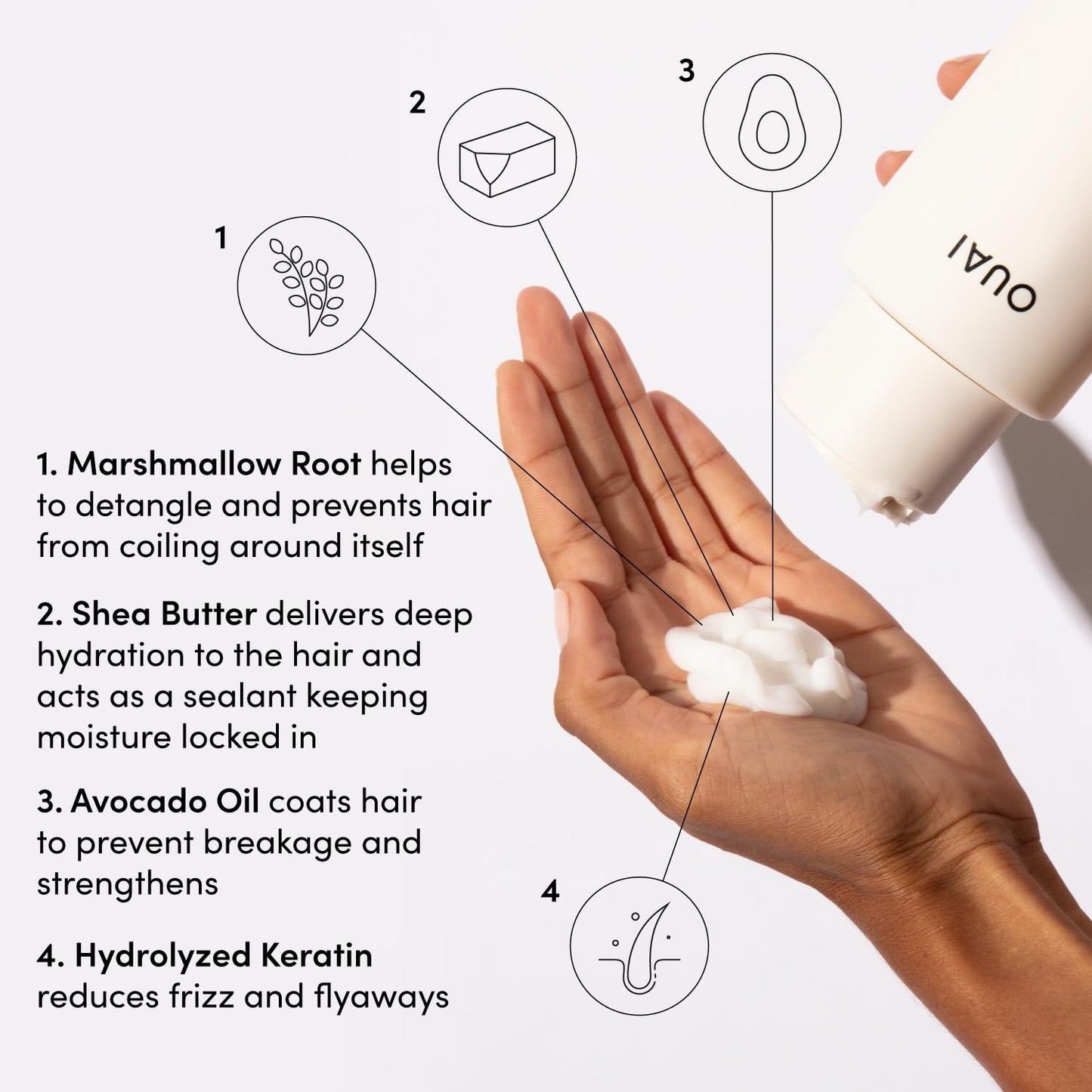 OUAI Thick Hair Shampoo & Conditioner Set, Travel Size - Moisturizing Shampoo & Conditioner - With Keratin, Marshmallow Root, Shea Butter & Avocado Oil - Sulfate, Paraben & Phthalate Free (3 Oz)