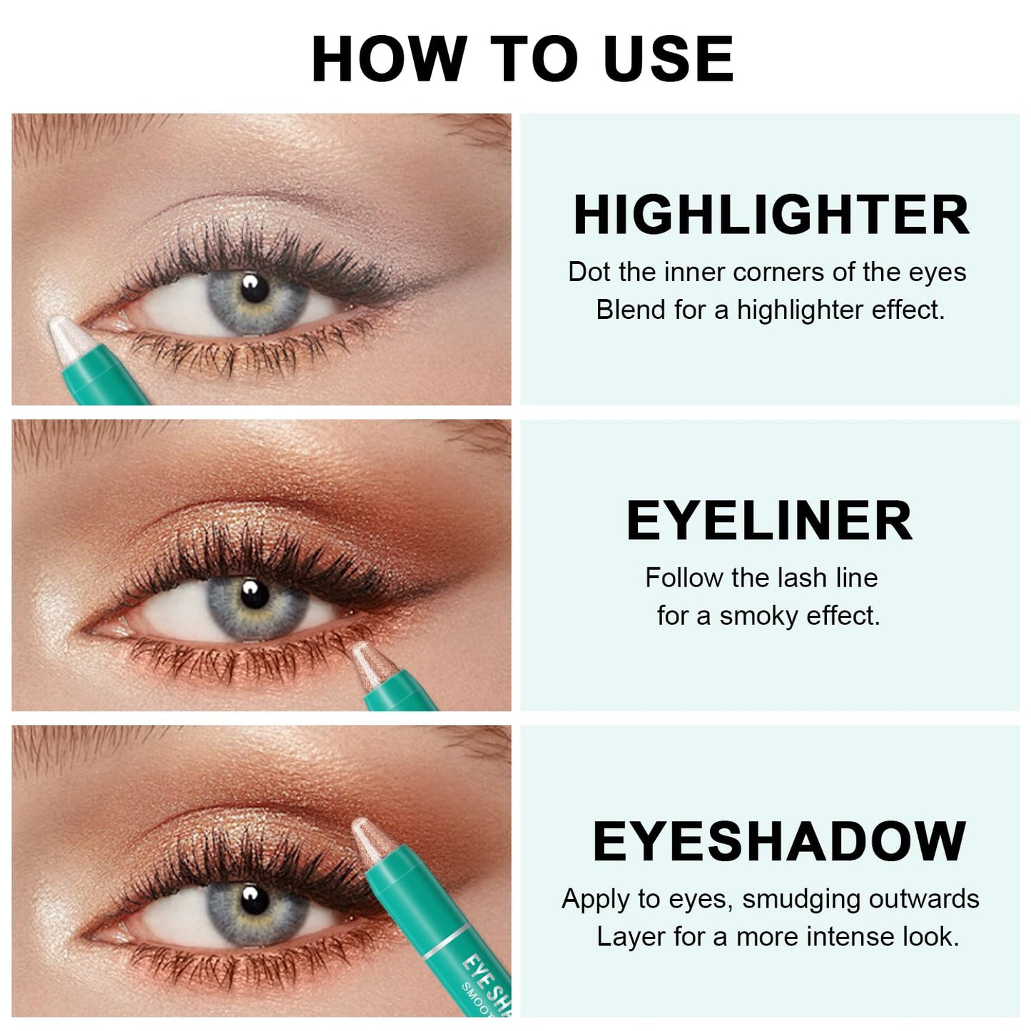 4Pcs Eyeshadow Stick, Cream Eye Shadow Brightener Sticks Set for Eyes, Champagne Pearl Taupe Bronze Cocoa Stone Putty Smoky Amethyst Shimmer Matte Pencil Eye Eye Liner Makeup Waterproof (4PCS A)