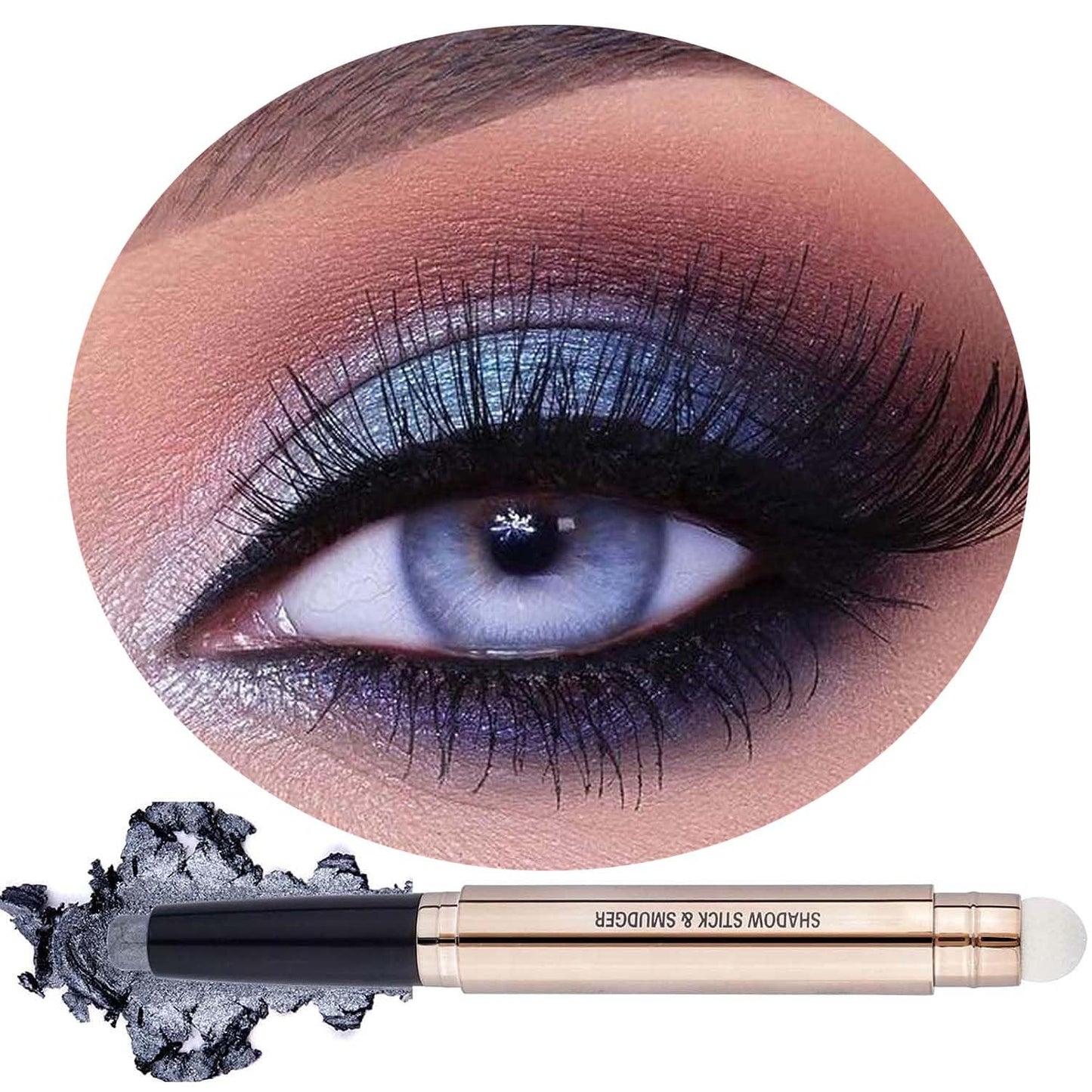 Silver Smokey Grey Gray Eyeshadow Stick, Cream Smooth Single Shimmer Eyeshadow Pencil, Hypoallergenic Waterproof Long Lasting Multi-Dimensional Eye Shadow Highlighter Stick(Moon Silver Shimmer #10)