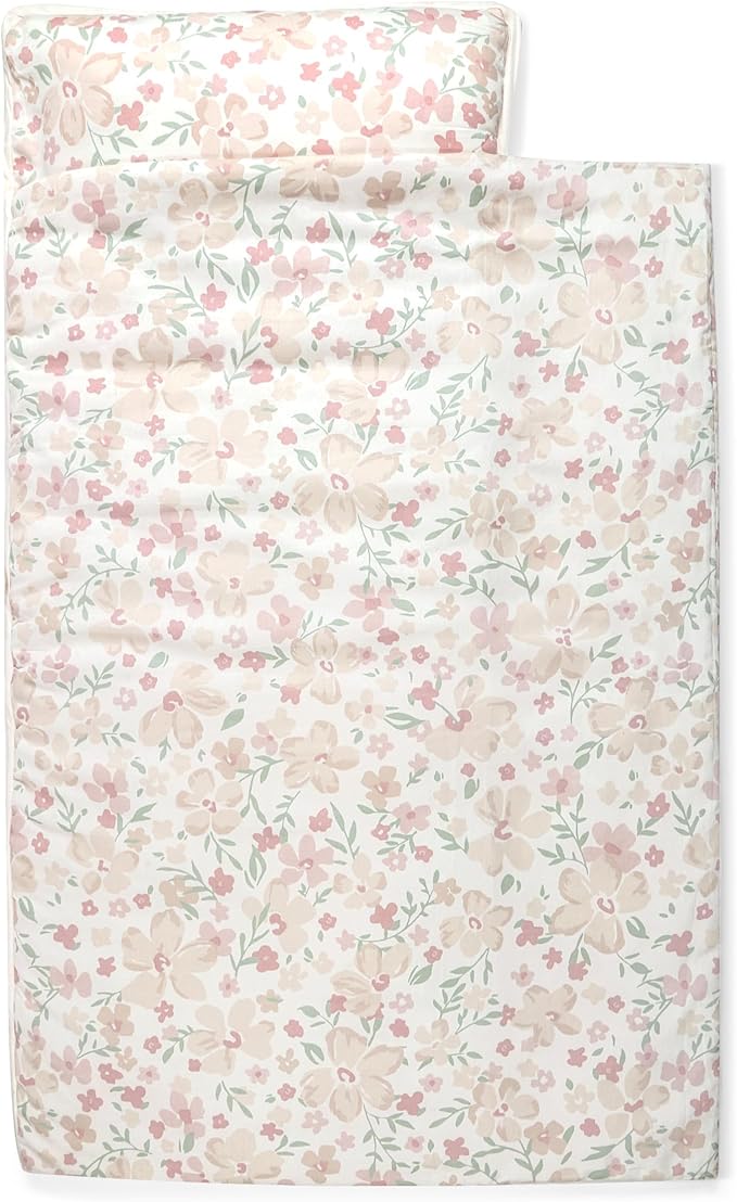 Makemake Organics GOTS Certified Organic Cotton Nap Mat with Detachable Pillow for Kids Soft Sleeping Bag for Toddlers, Boys, Girls - Ideal for Daycare, Preschool, Kindergarten