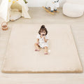 1.3" Thick Baby Floor Play Mat 50x50, Basic Padded Foam Mat for Tummy Time Crawling, Non Slip Cushioned for Babies Toddlers Infants Kids (Beige)