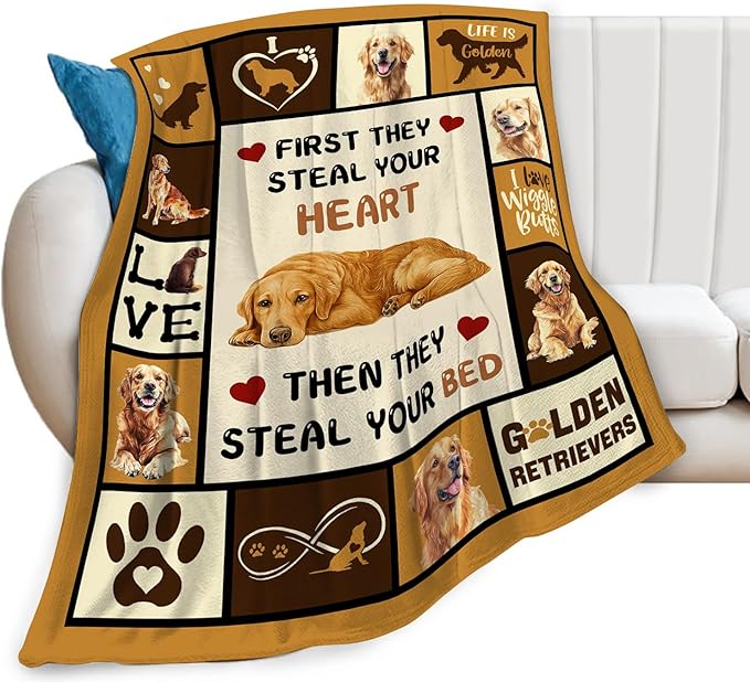 Golden Retriever Blanket Golden Retriever Throw Blanket Gifts Super Soft Flannel Lightweight Fluffy Plush Fuzzy Fleece Dog Decor Blanket for Woman Girl Kids Boys for Bed Sofa Bedding 40"X50"
