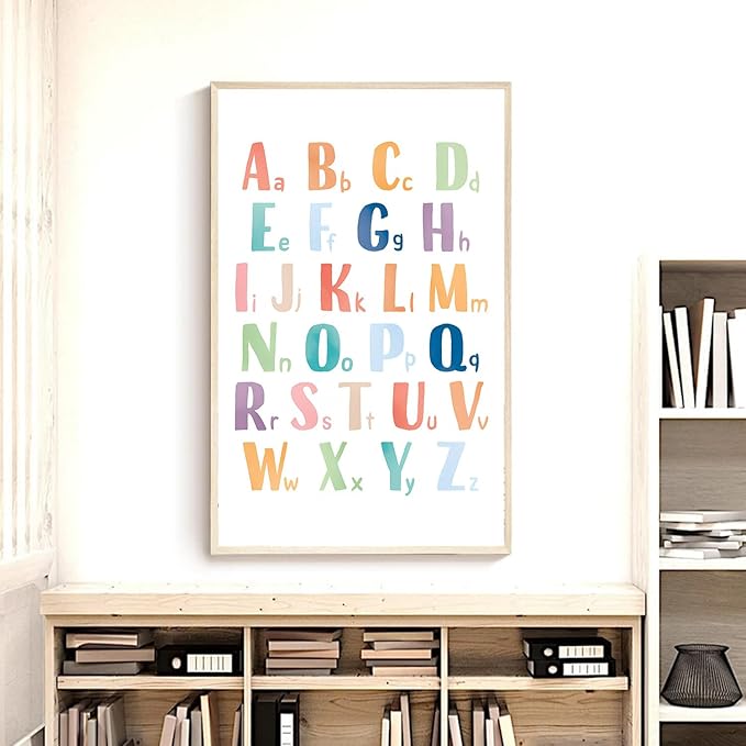 OZCONO Rainbow Alphabet Poster for Kids, Educational ABC Wall Chart for Classroom Decor, Montessori, Nursery Toddler Learning (Unframed) (20x30)