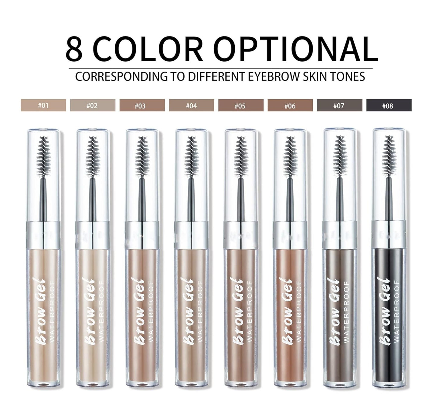 MAEPEOR Waterproof Eyebrow Gel 8 Colors Full-pigmented Long Lasting Liquid Brow Gel for Fuller & Defined Looking (#02 Cool Blonde)