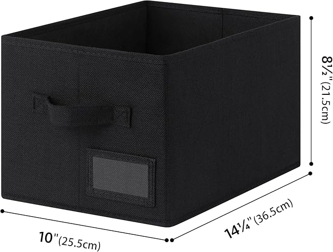 GRANNY SAYS Shelf Storage Bins, Fabric Storage Baskets for Closet and Clothes, Collapsible Storage Boxes with Handles, Decorative Storage Containers for Bedroom, Black, Large, 3-Pack