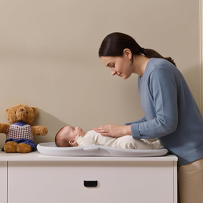 Luxury Little Portable EVA Baby Changing Pad Waterproof Changing Pad for Diaper Changes,Dressing,Baby Massage & Moisturizer Application,Soft & Non-Slip,Adjustable Safety Belt,Adorable Penguin Design