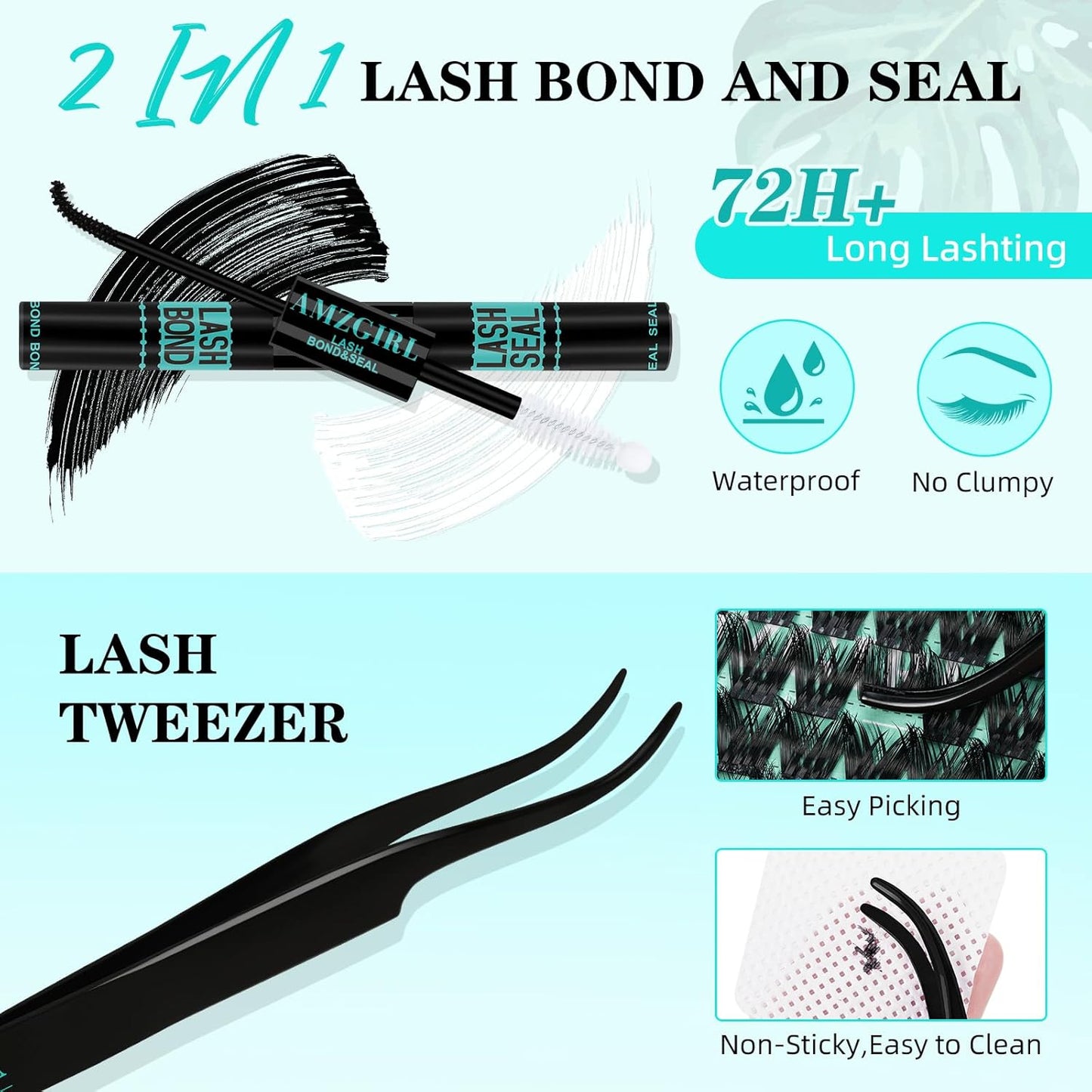 Lash Clusters Kit 168pcs Lash Extension Kit Cluster Lashes Natural Look with Lash Bond and Seal Waterproof, Lash Tweezer with Wet Look Ultra-Thin Band Lashes(Mallow-Kit,D-10-18mm)
