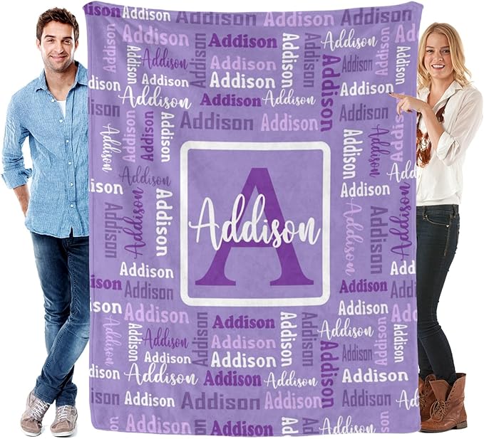 Dr.TOUGH Name Blanket Personalized Blanket for Adult Kids Flannel Customized Personalized Blankets and Throws