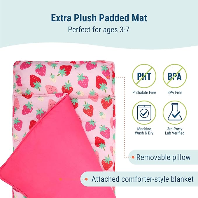 Wildkin Kids Original Nap Mat – Cozy Kids Sleep Mat with Pillow, ideal for School & Travel