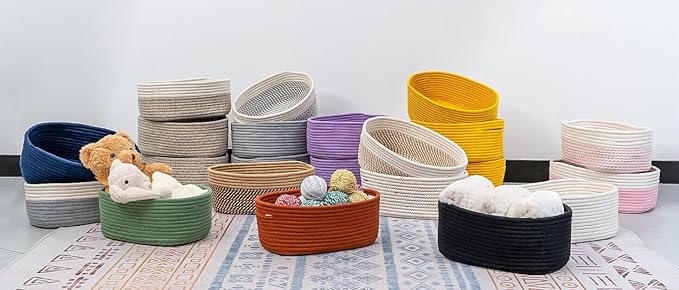 CubesLand Baskets for Shelves Storage,Cube Shelf Closet Storage Bins Set 3,Long-lasting &Skin-friendly Toy Basket Bin,Stylish Room Decor Basket,Woven Off White/Light Brown