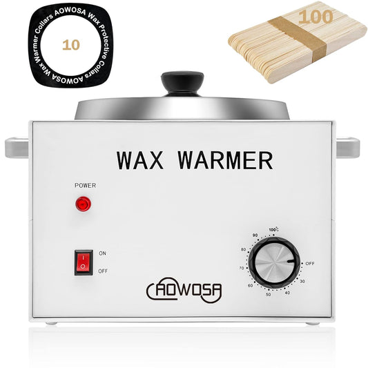 Large Single Wax Warmer Professional 3L Electric Wax Heater Machine Hold 5.5 Lbs Wax for Hair Removal, Large Wax Pot Paraffin Facial Skin Body SPA Salon Equipment with 100 Wax Sticks