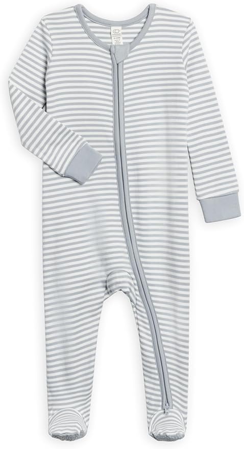 Colored Organics Baby Zip-Up Footed Sleeper with 2-Way Zipper - Newborn Organic Cotton Pajamas