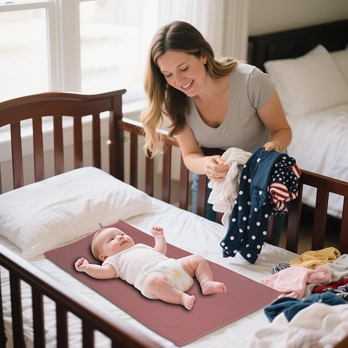 Brown Portable Diaper Changing Pad, Baby Changing Mat for Baby Travel or Home, Foldable Mat Fits Perfectly in Diaper Bag (67-04)