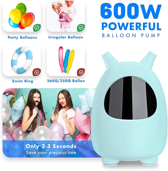 Balloon Pump Electric, SPLAKS Balloons Inflator Air Pump Portable Balloon Blower for Garland Arch, Party Decoration