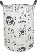 KUNRO Round Laundry Basket Hamper Kids Toys and Clothes Storage Basket Children Gift Basket Baby Toy Organizer Bins for Room Decor (Cow)