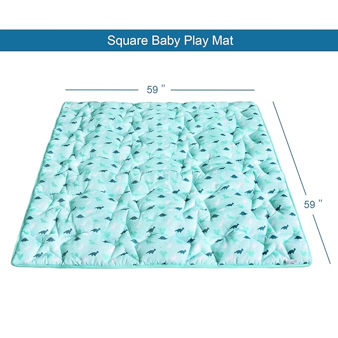 Baby Play Mats for Floor, 59x59 Inch Thicker and Larger Soft Cushioning Playmats for Babies and Toddlers, Foldable Washable Baby Playpen Mat,