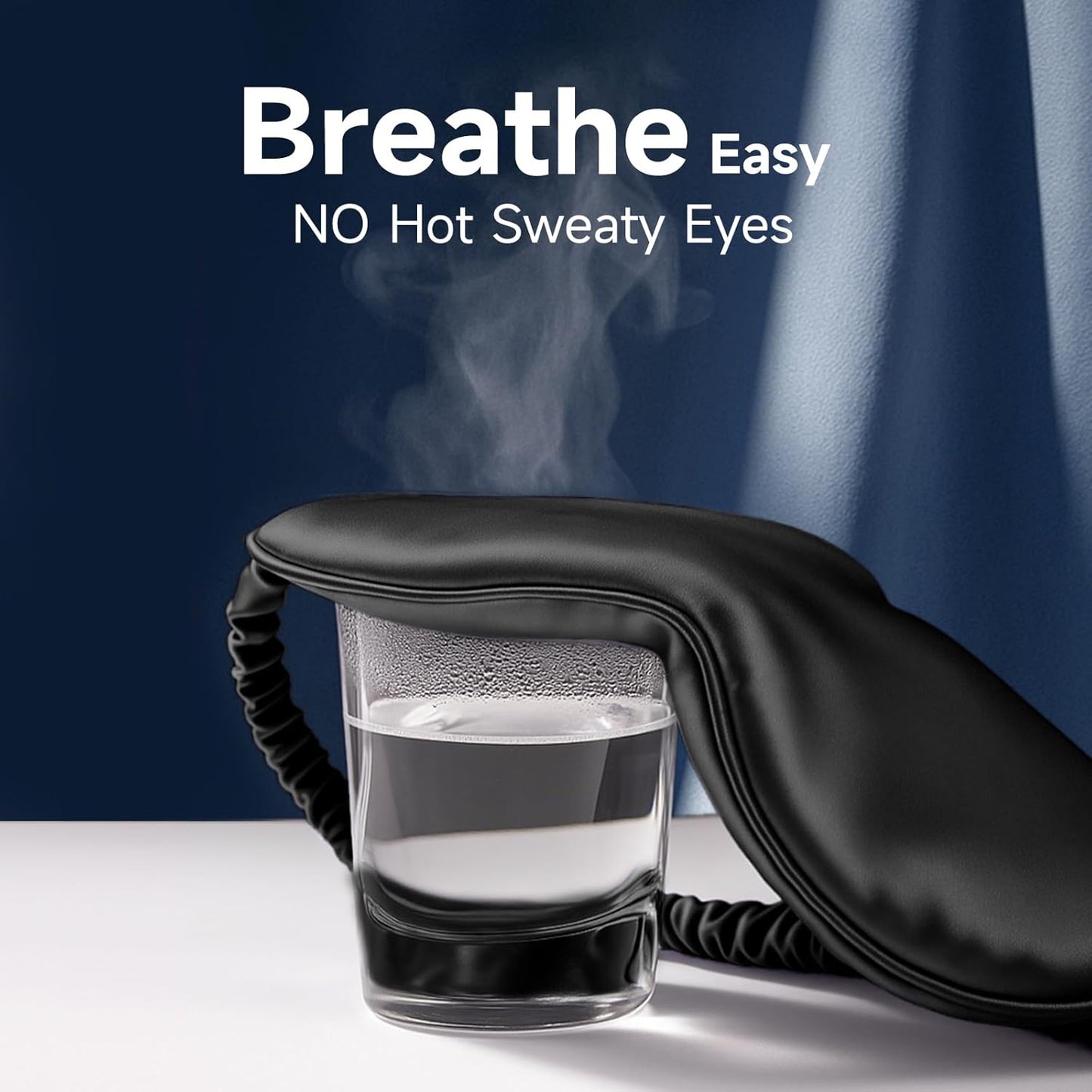 Umisleep 100% Pure Mulberry Silk Sleep Mask, 22 Momme 6A Soft & Smooth Fibers, Breathable Eye Mask for Women & Men, Better Light Blocking Sleeping Mask with Travel Pouch, Adjustable Blindfold, Black